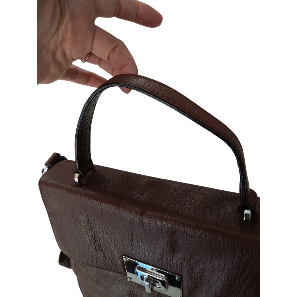 Vtg Michael Kors Cognac leather bag luxury TurnKey 10x12 in Mobwife old money - Picture 13 of 13